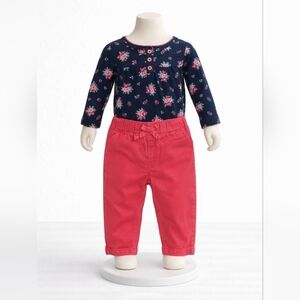 Floral Long Sleeve Top and Pink Pants Set